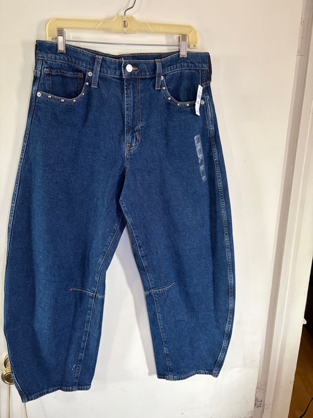 GAP Relaxed Dark Blue Ankle Crop Jeans with Stud Details